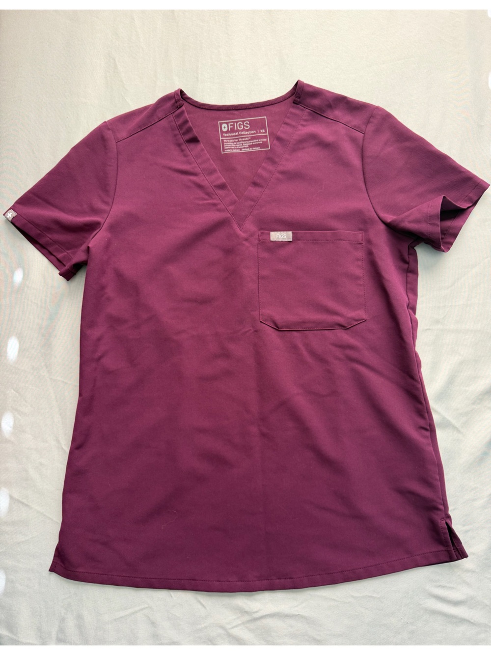 Figs Women's Deep Purple Catarina Short Sleeve V-Neck Scrub Top